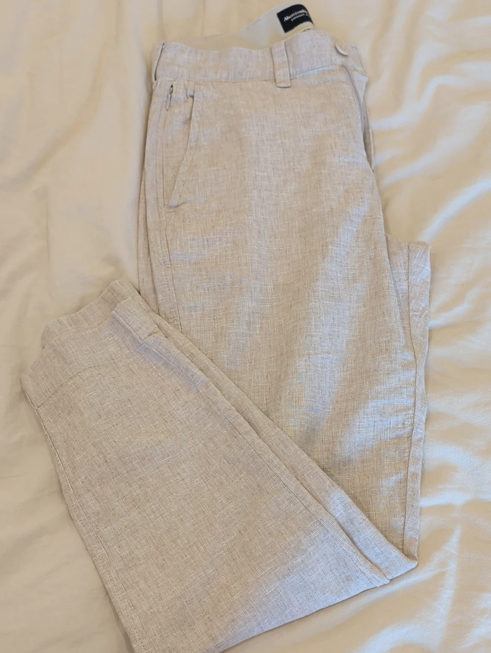 Abercrombie & Fitch Light Beige Linen-Blend Chinos